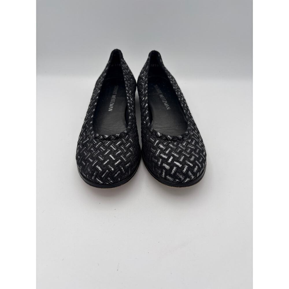 Women’s Stuart Weitzman Size 7 Black & Silver Patterned Flats - Picture 2 of 6